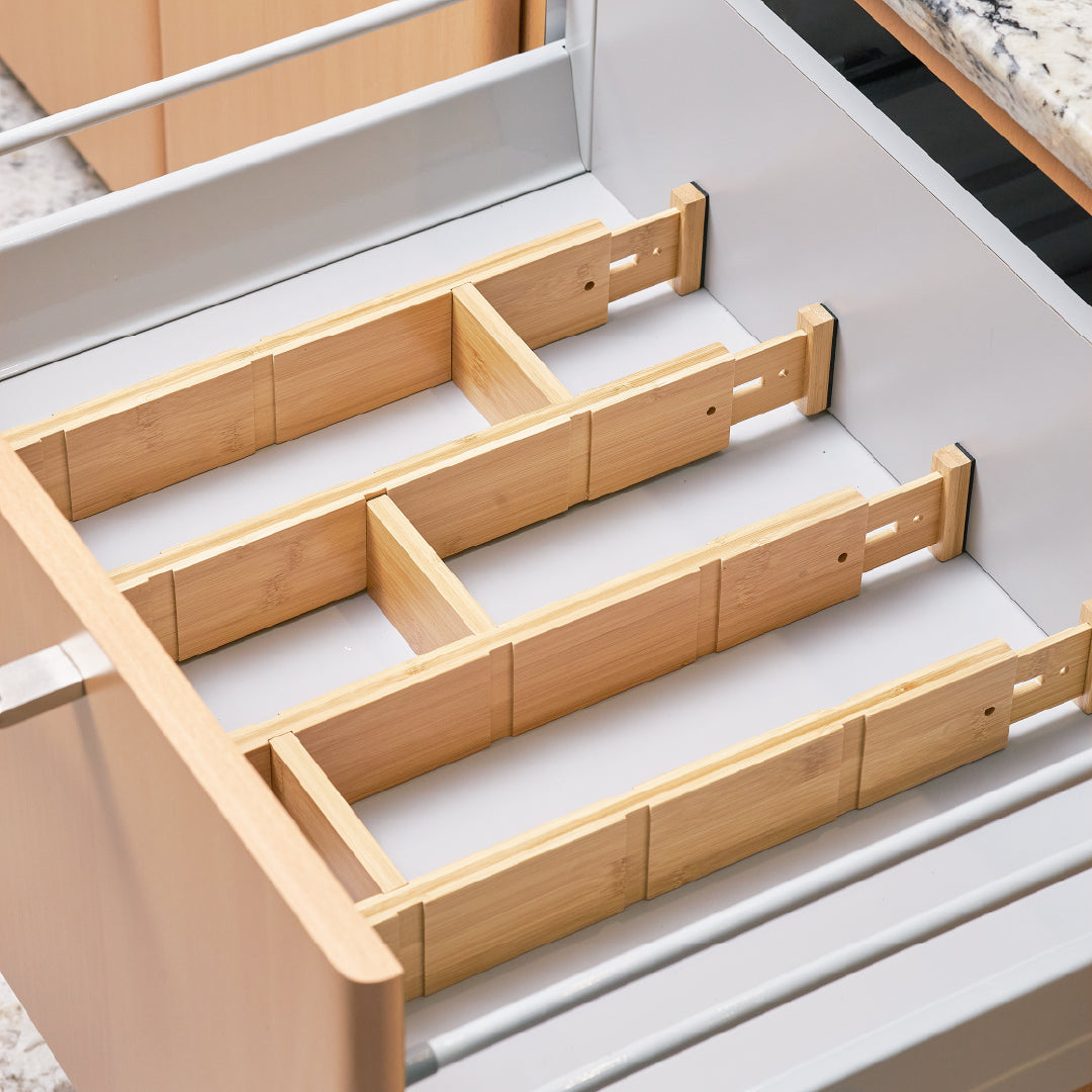 Bamboo Divider Drawer Wood Separators Organizers