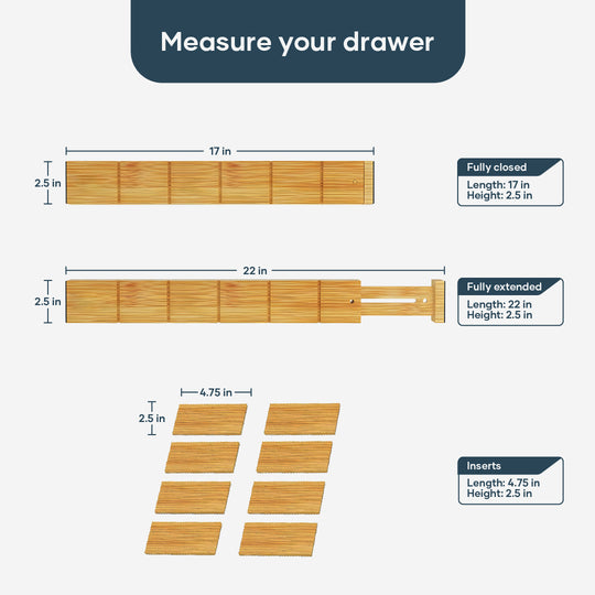 Bamboo Divider Drawer Wood Separators Organizers