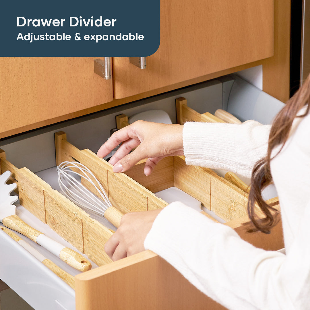 Bamboo Divider Drawer Wood Separators Organizers