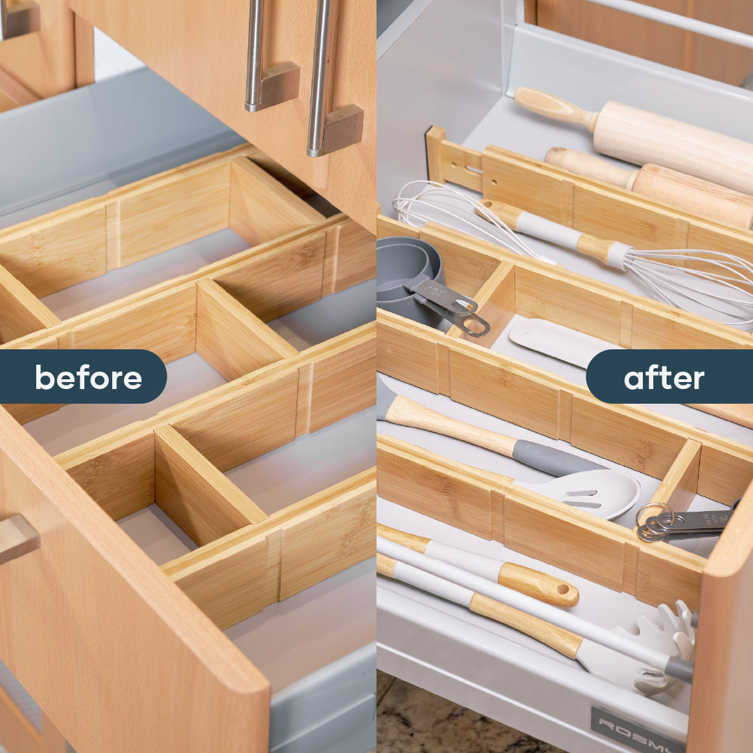 Bamboo Divider Drawer Wood Separators Organizers